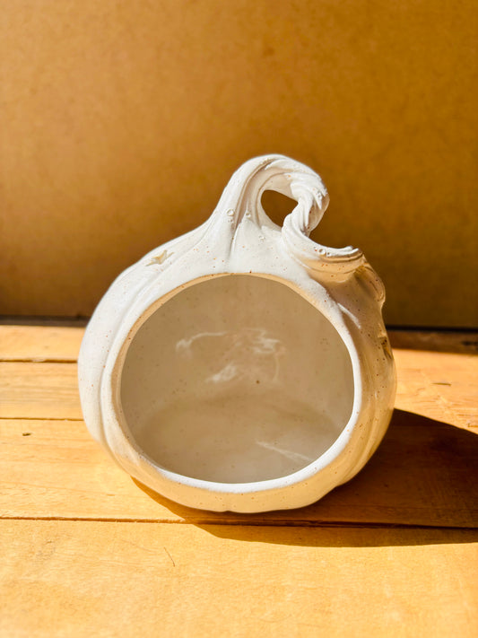 Grande citrouille - photophore blanc moucheté