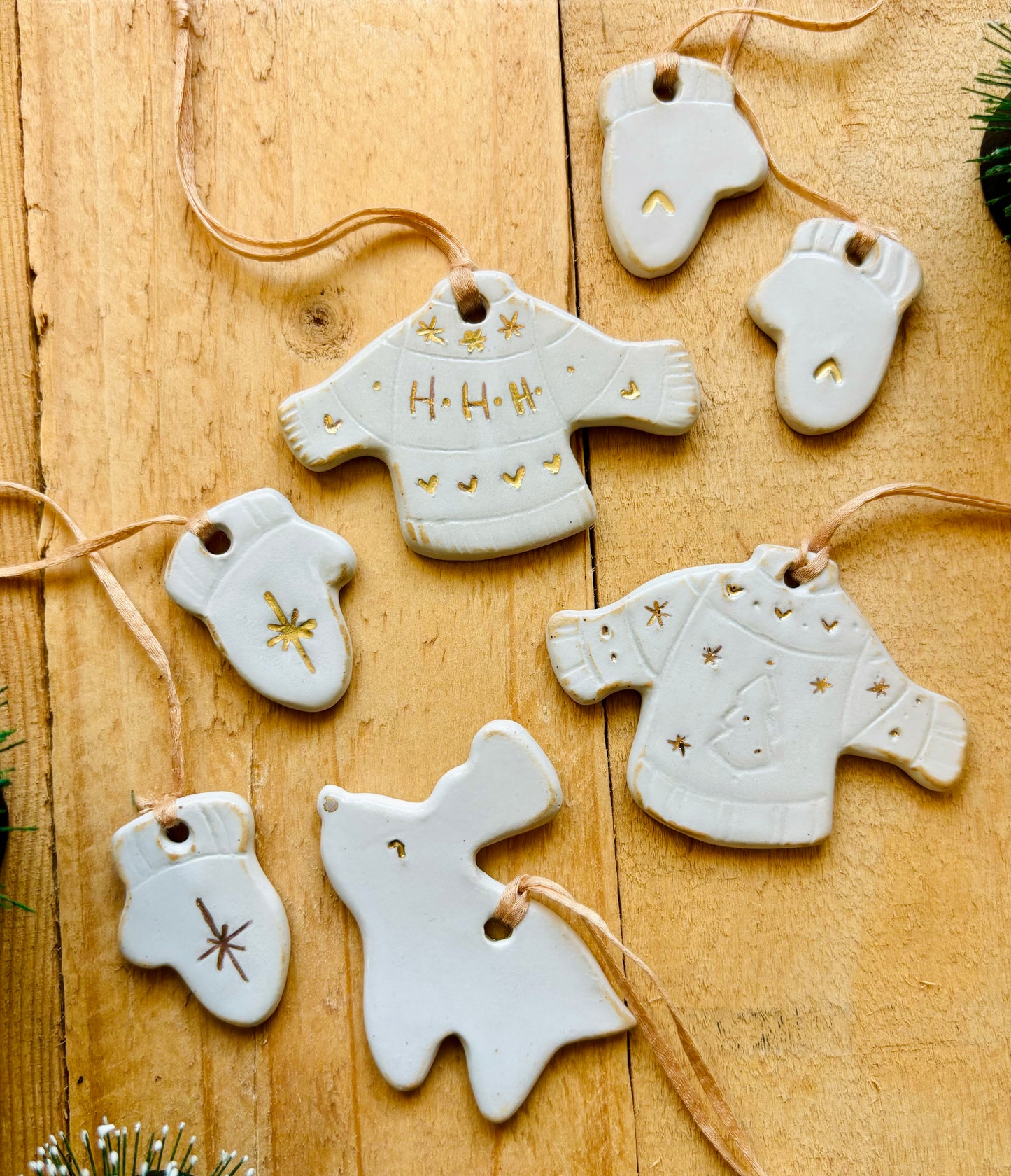 Pull de Noël - blanc et or - pièce unique