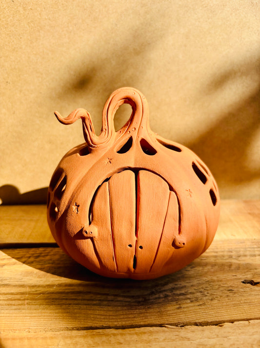 Maison citrouille - photophore orange 3
