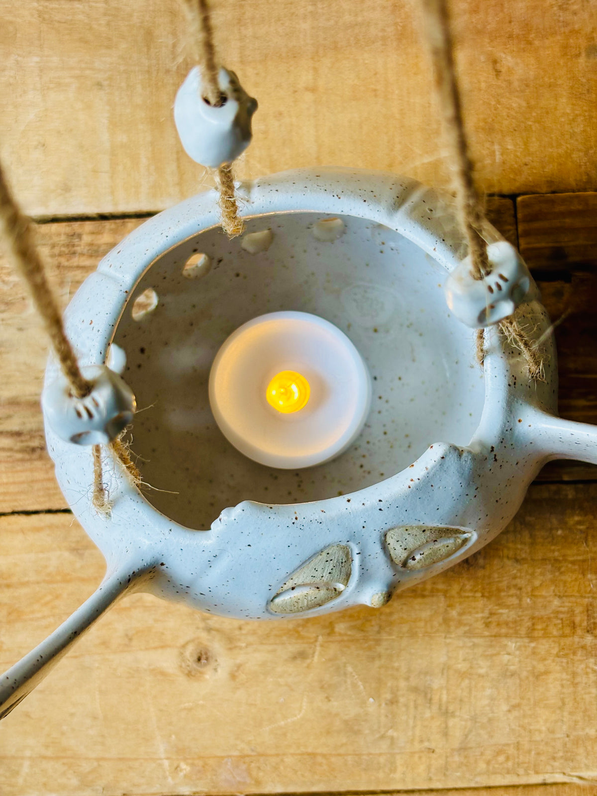 OTIS - suspension photophore blanc moucheté et or - 1