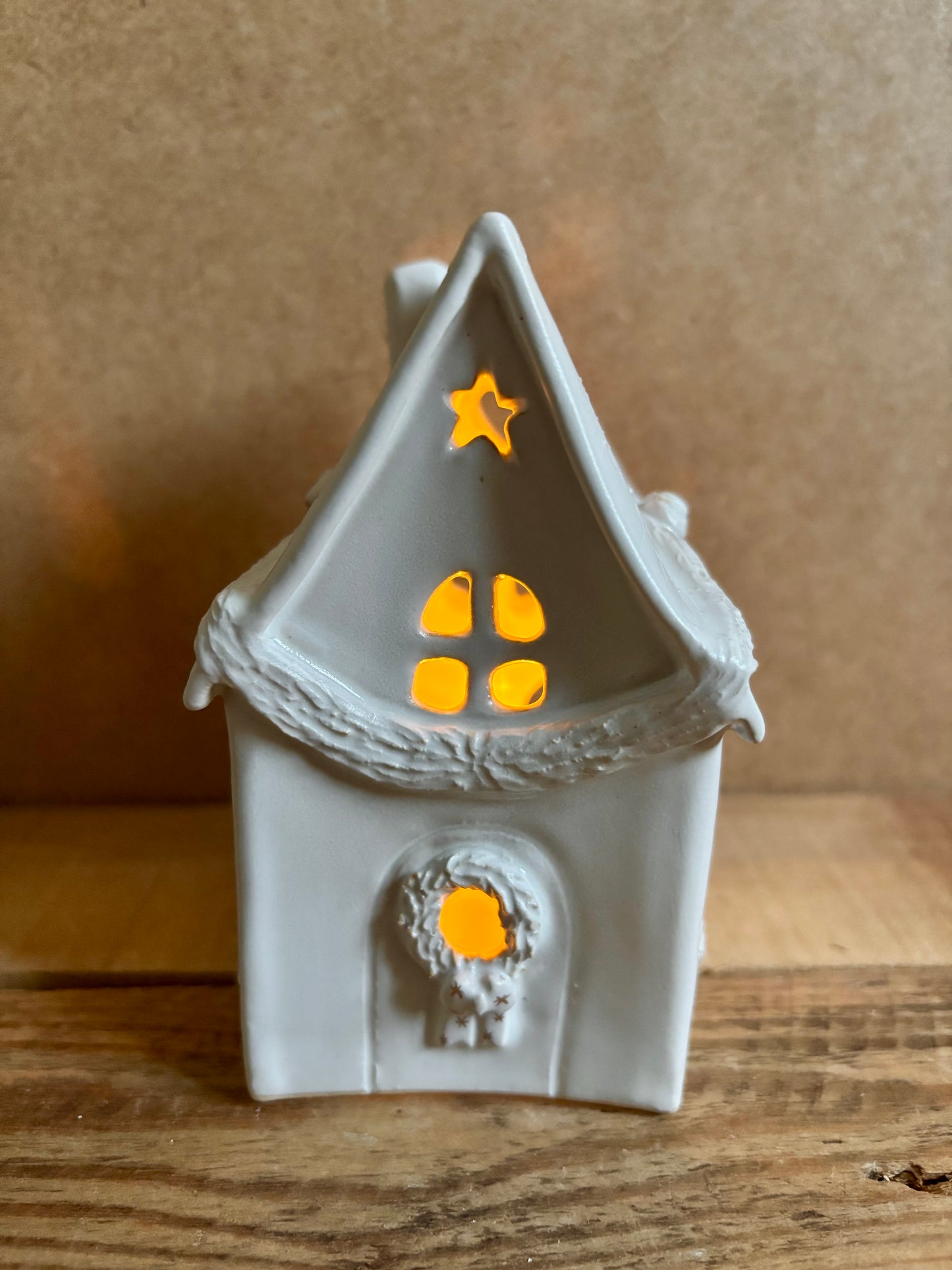 Maison de Noël - photophore blanc et or 4