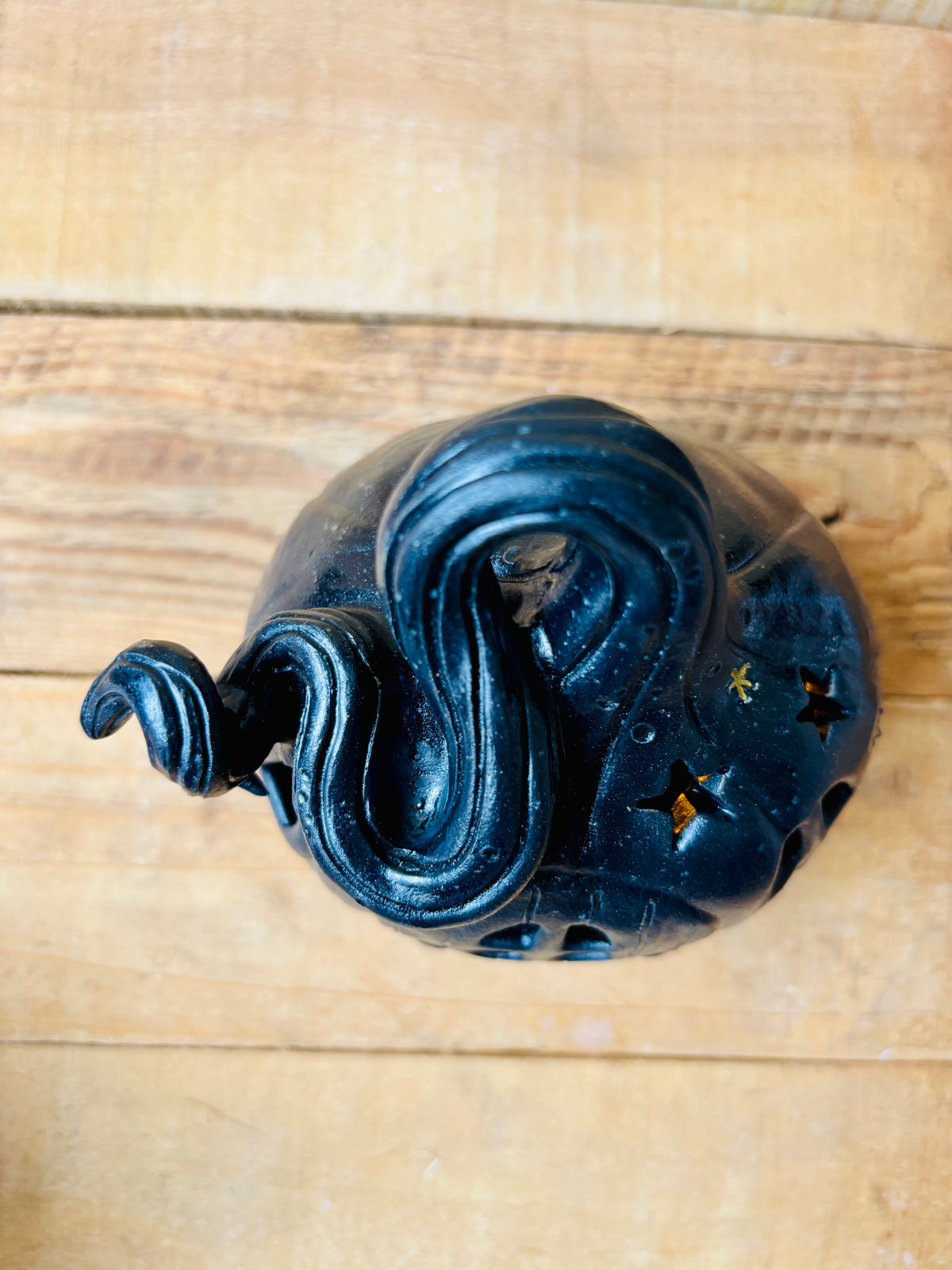 Maison citrouille - photophore noir et doré - 4
