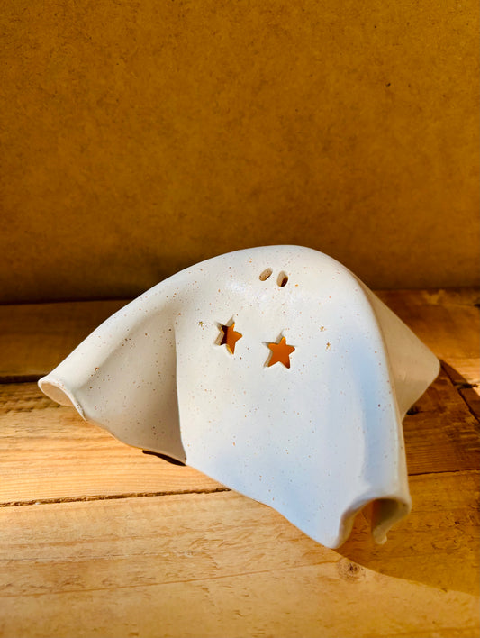 Ghost - speckled white - gold stars