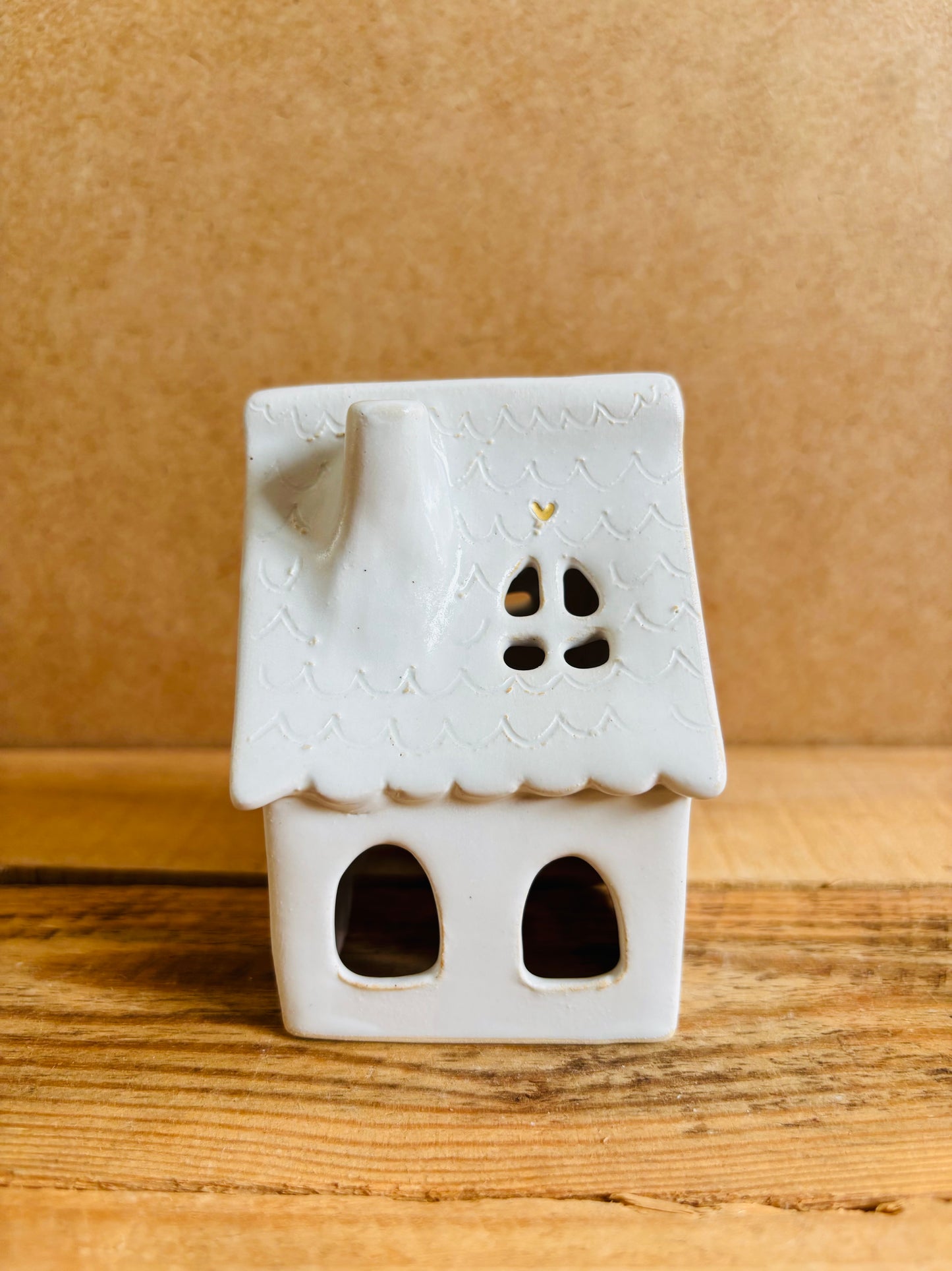 Maison de Noël - photophore blanc et or 26