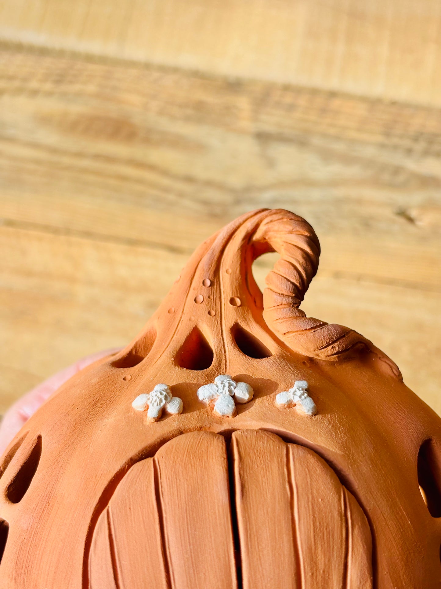 Maison citrouille - photophore orange et blanc imparfait