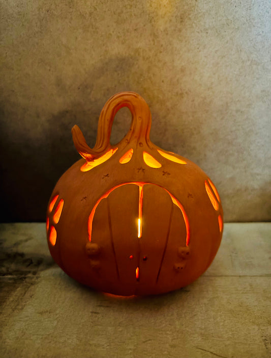 Maison citrouille - photophore orange 4