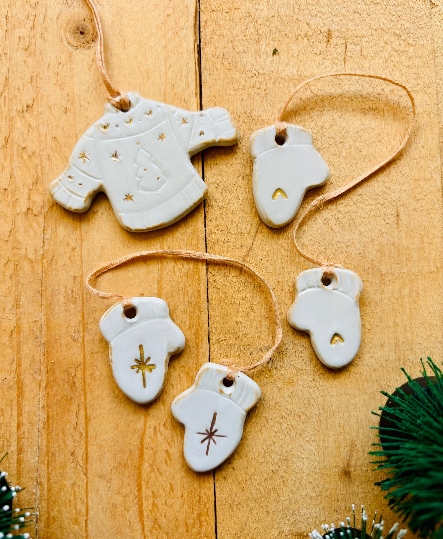Pull de Noël - blanc et or - pièce unique