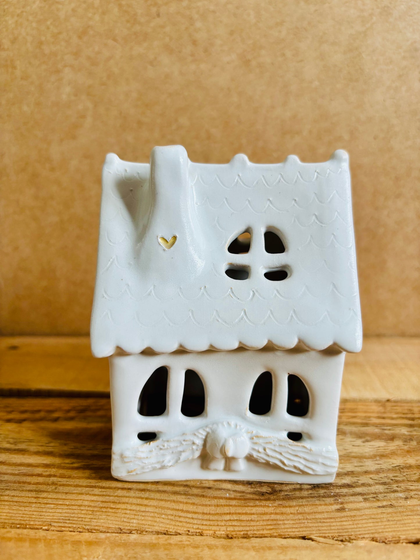 Maison de Noël - photophore blanc et or 31