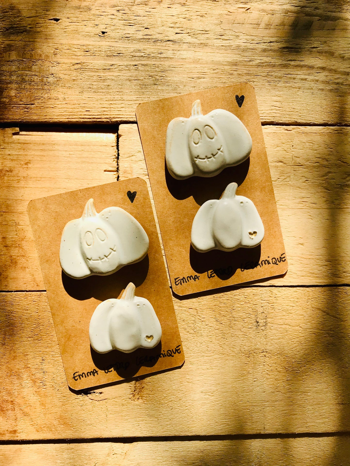 Duo citrouilles - aimants blanc et or