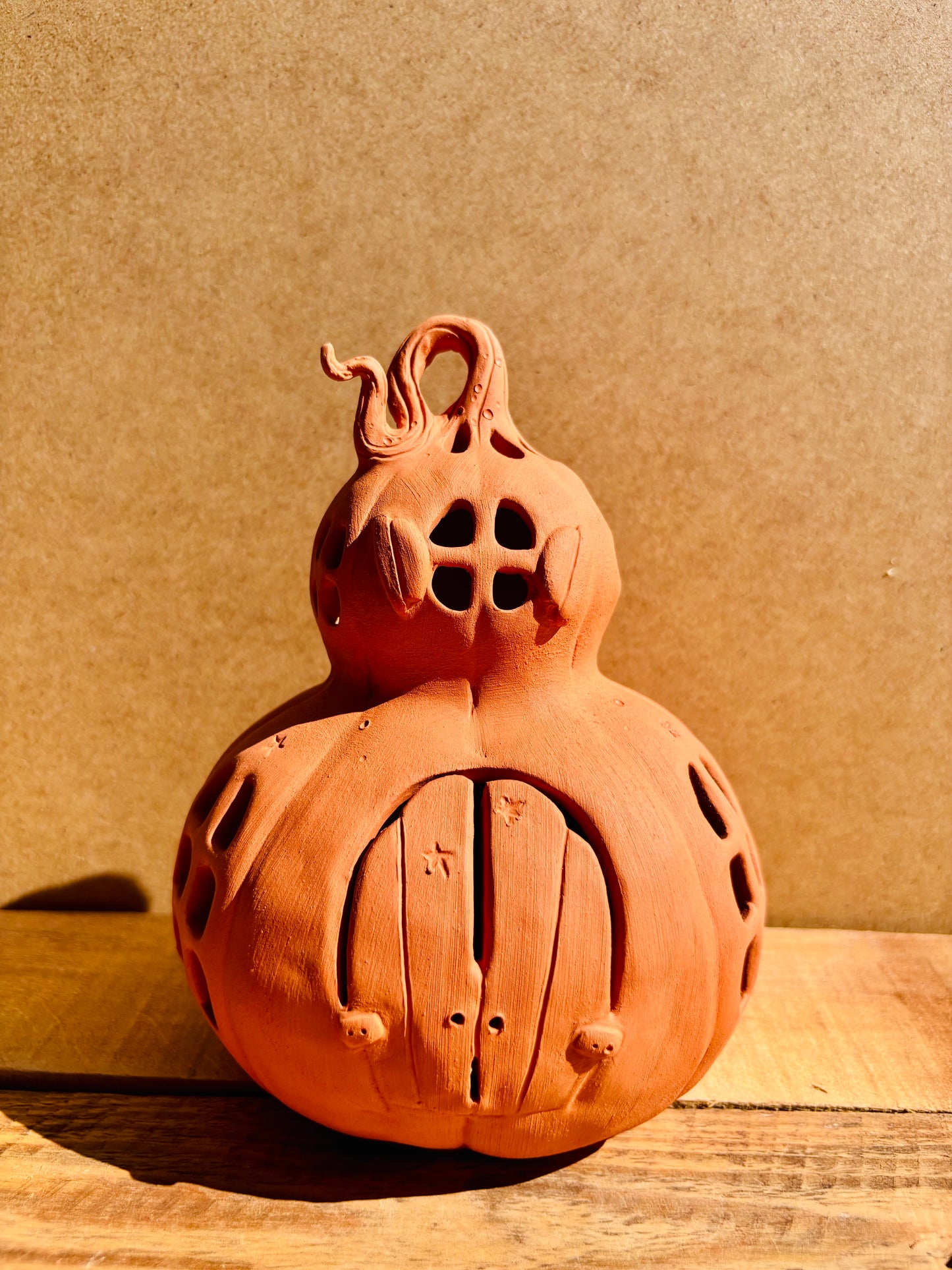 Grande maison citrouille - photophore orange 2