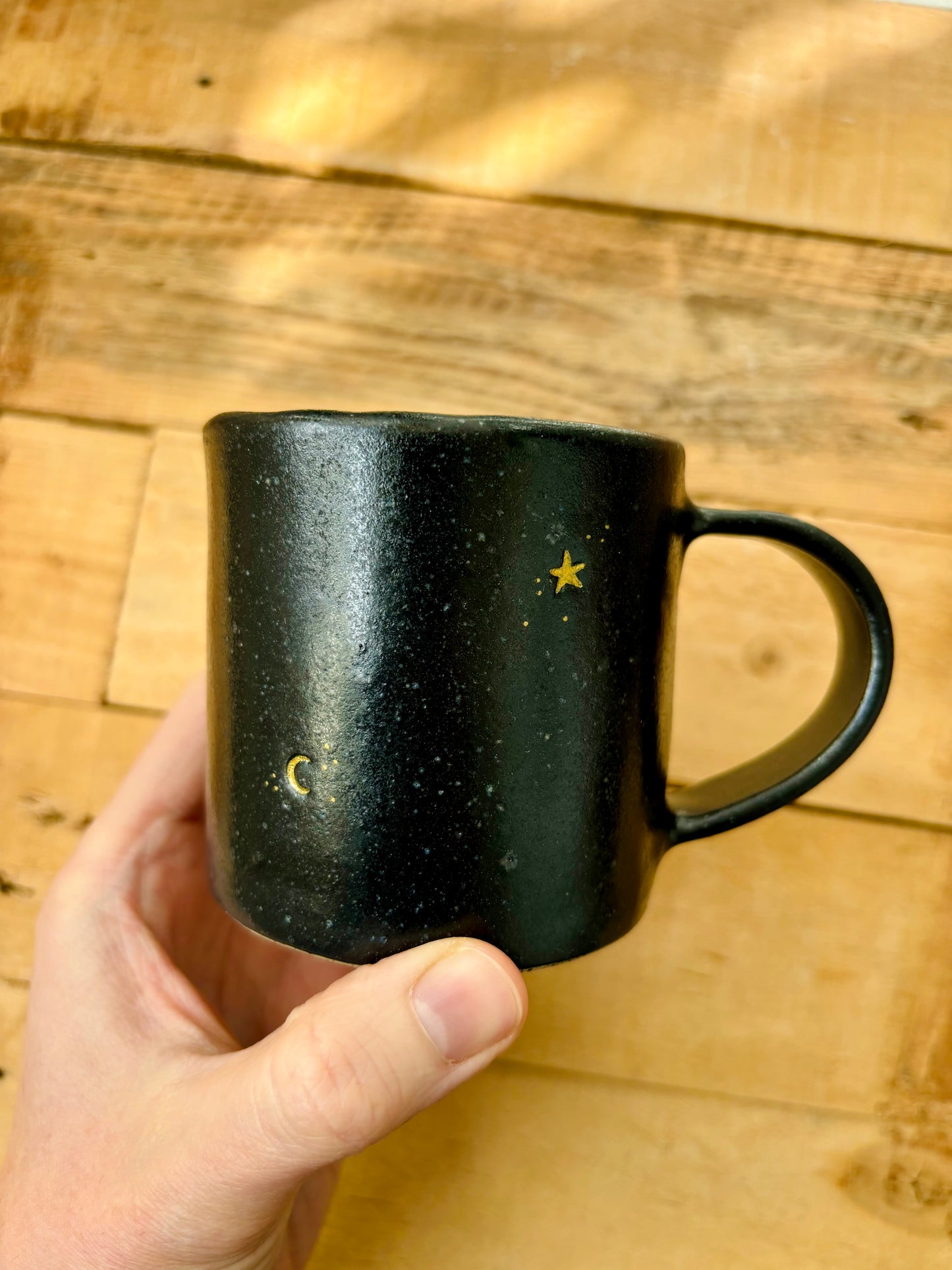 Starry Night Mug - black and gold - imperfect