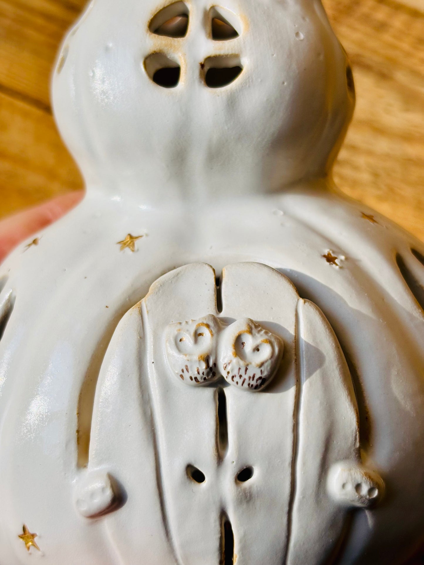 Grande maison citrouille - photophore blanc et or 2