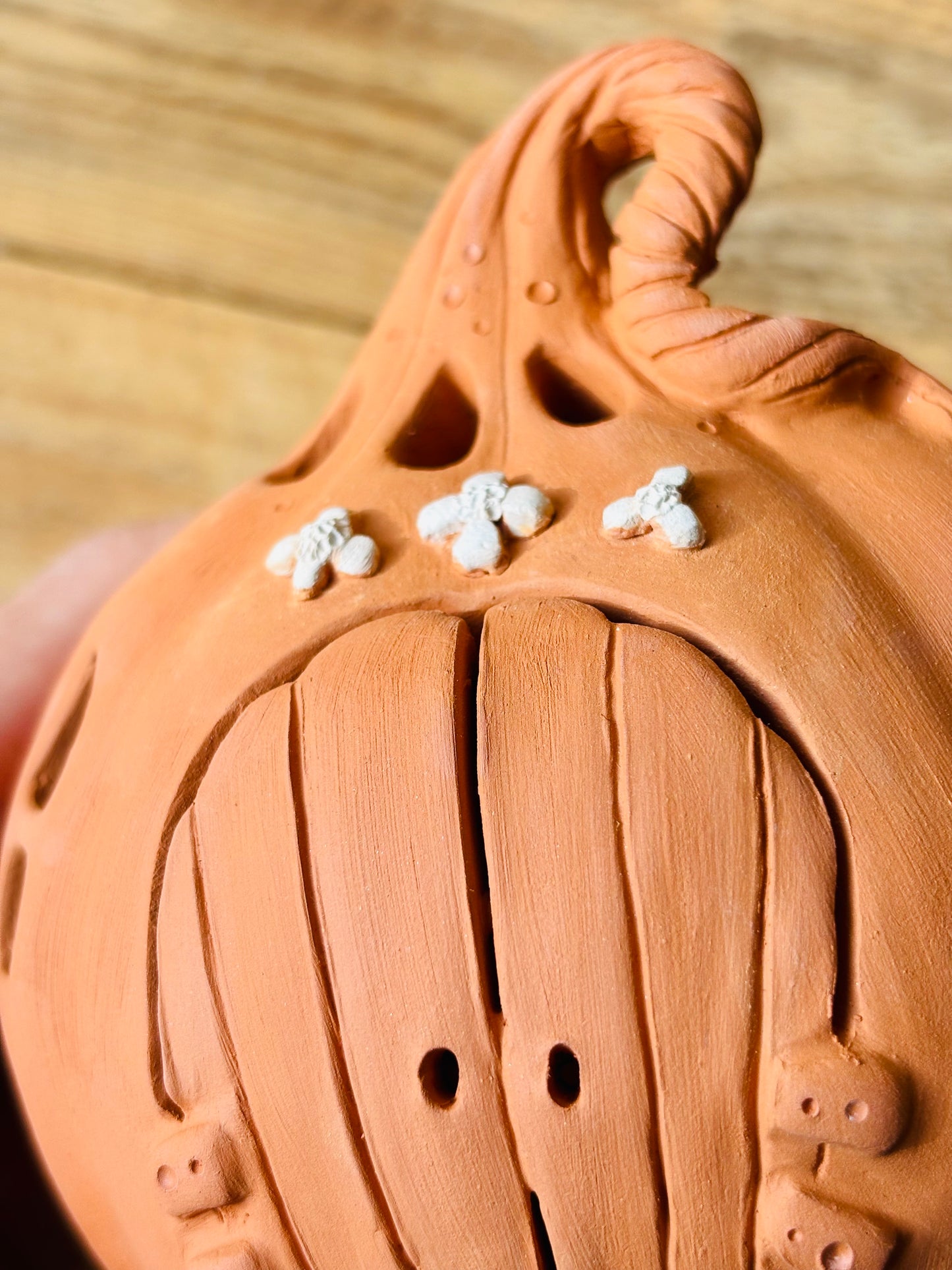 Maison citrouille - photophore orange et blanc imparfait