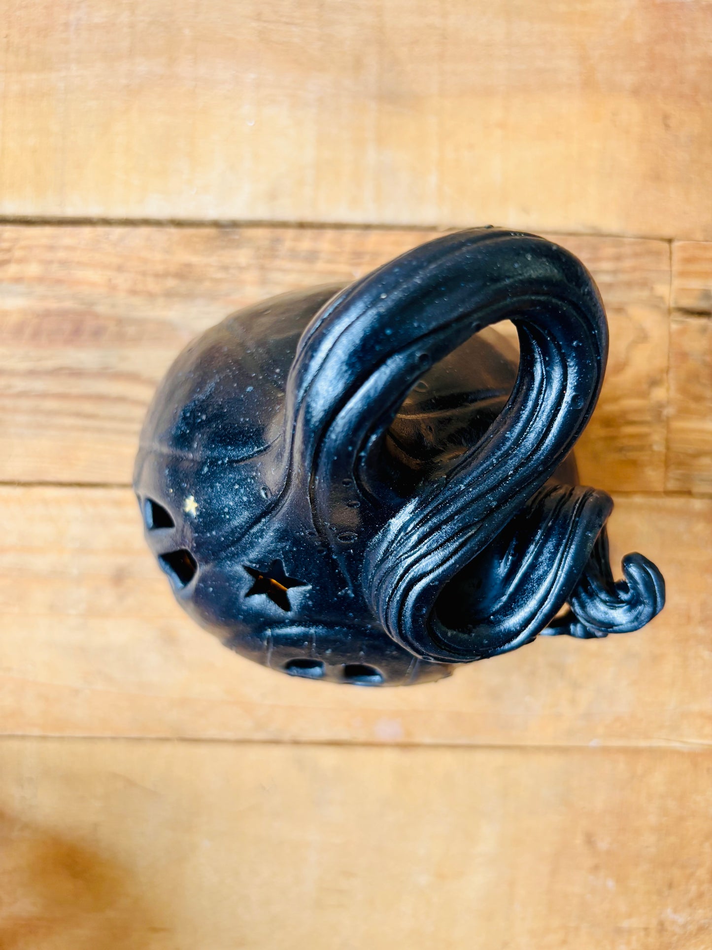 Maison citrouille - photophore noir et doré - 1