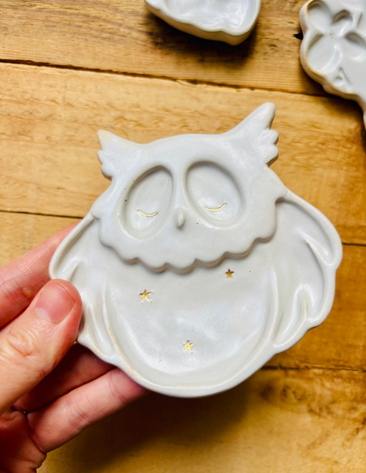 Hibou palette aquarelle blanche et or - imparfait