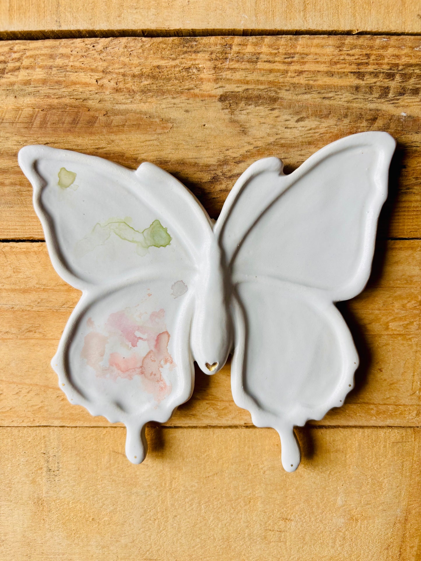 Papillon palette aquarelle blanche et or - 2
