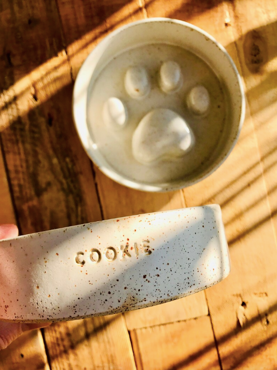 Anti-glutton bowl with paw pattern