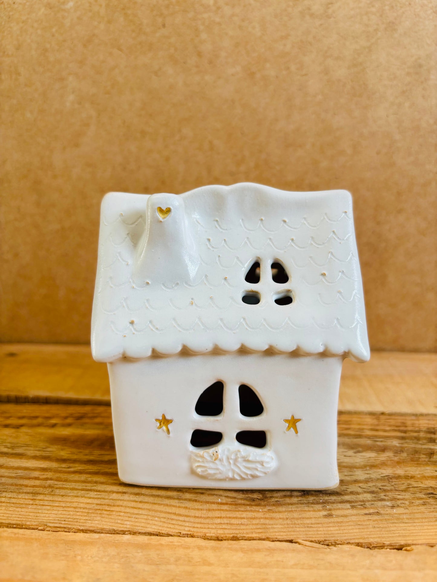 Maison de Noël - photophore blanc et or 30