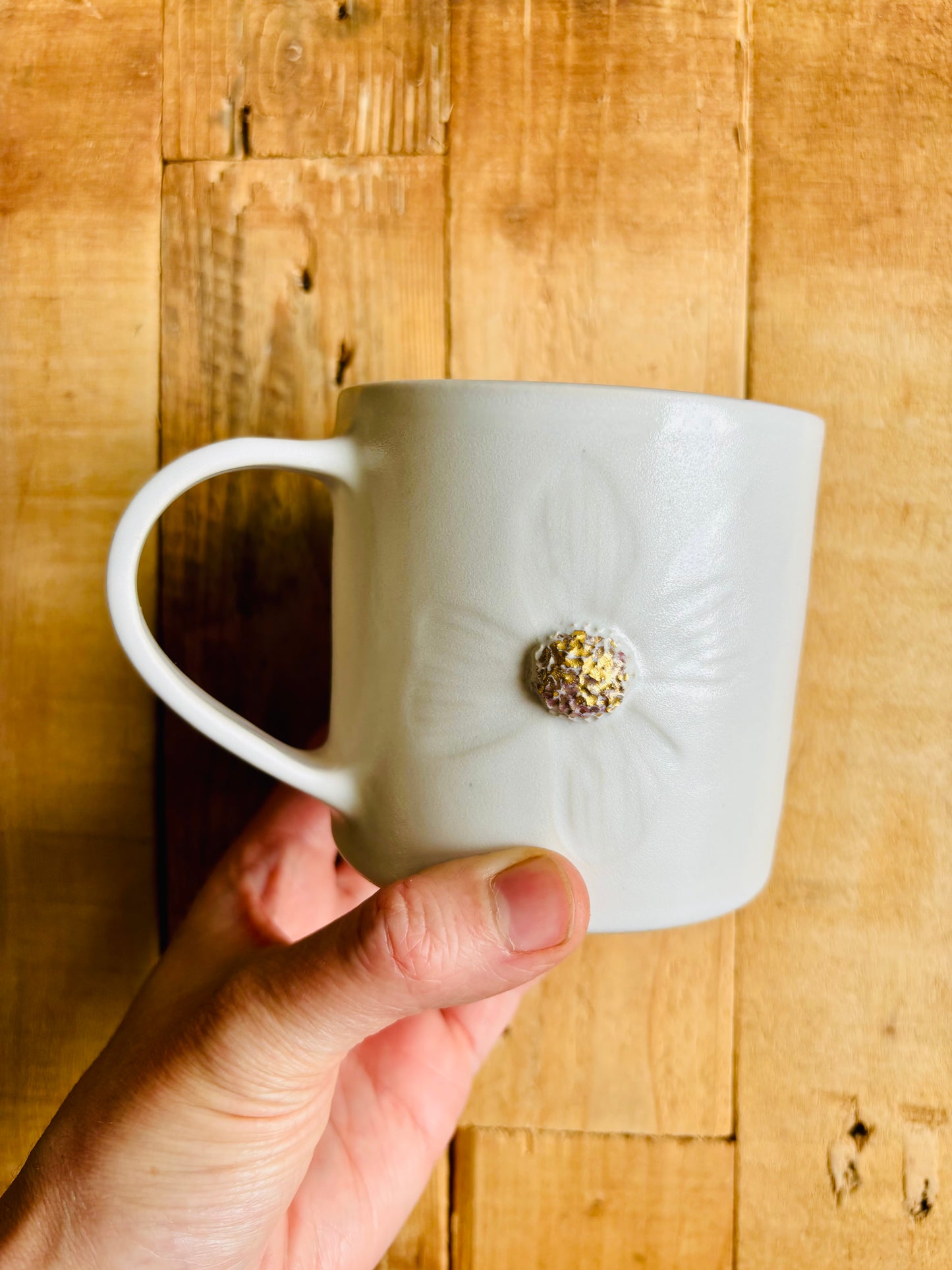 Tasse printemps - blanc et or