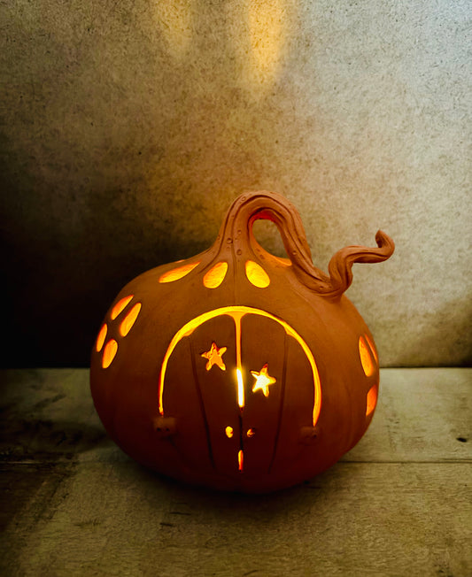 Maison citrouille - photophore orange 1