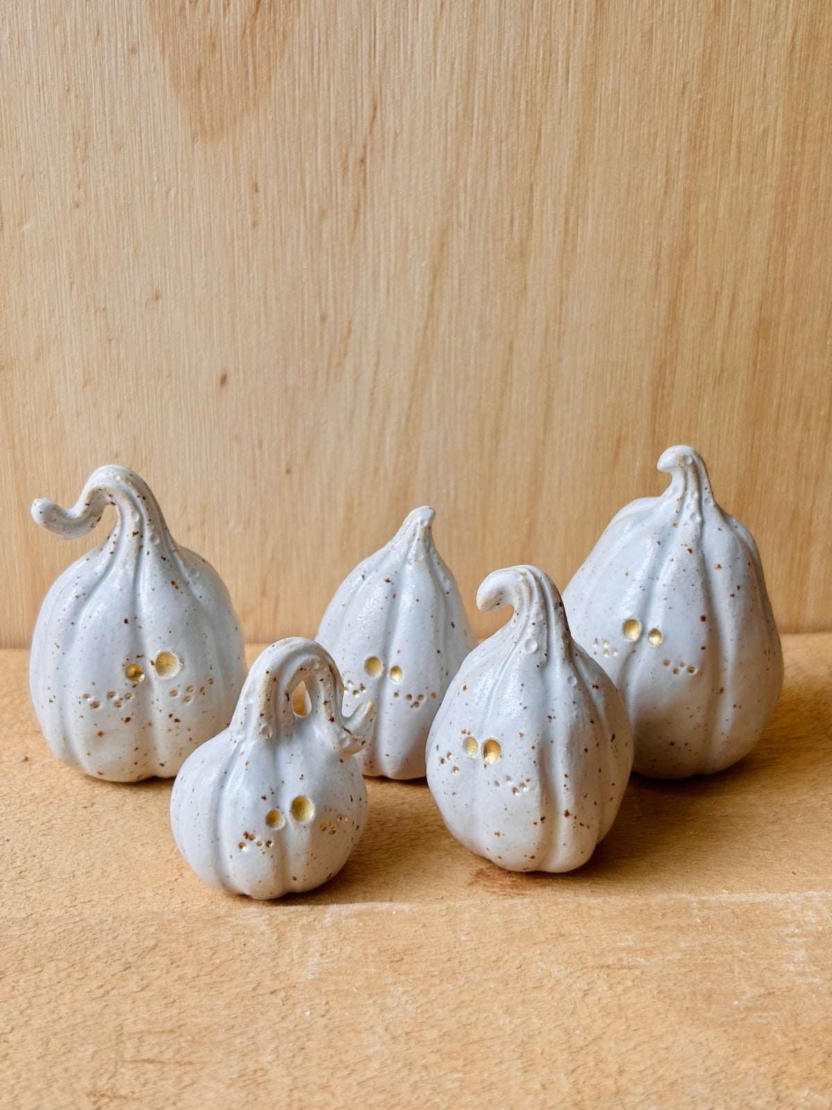 Citrouille miniature blanc pyrité et or - 3