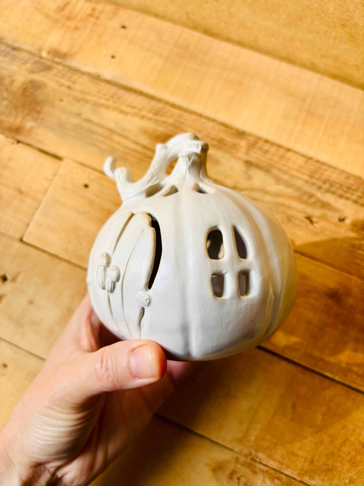 Maison citrouille - photophore blanc 1