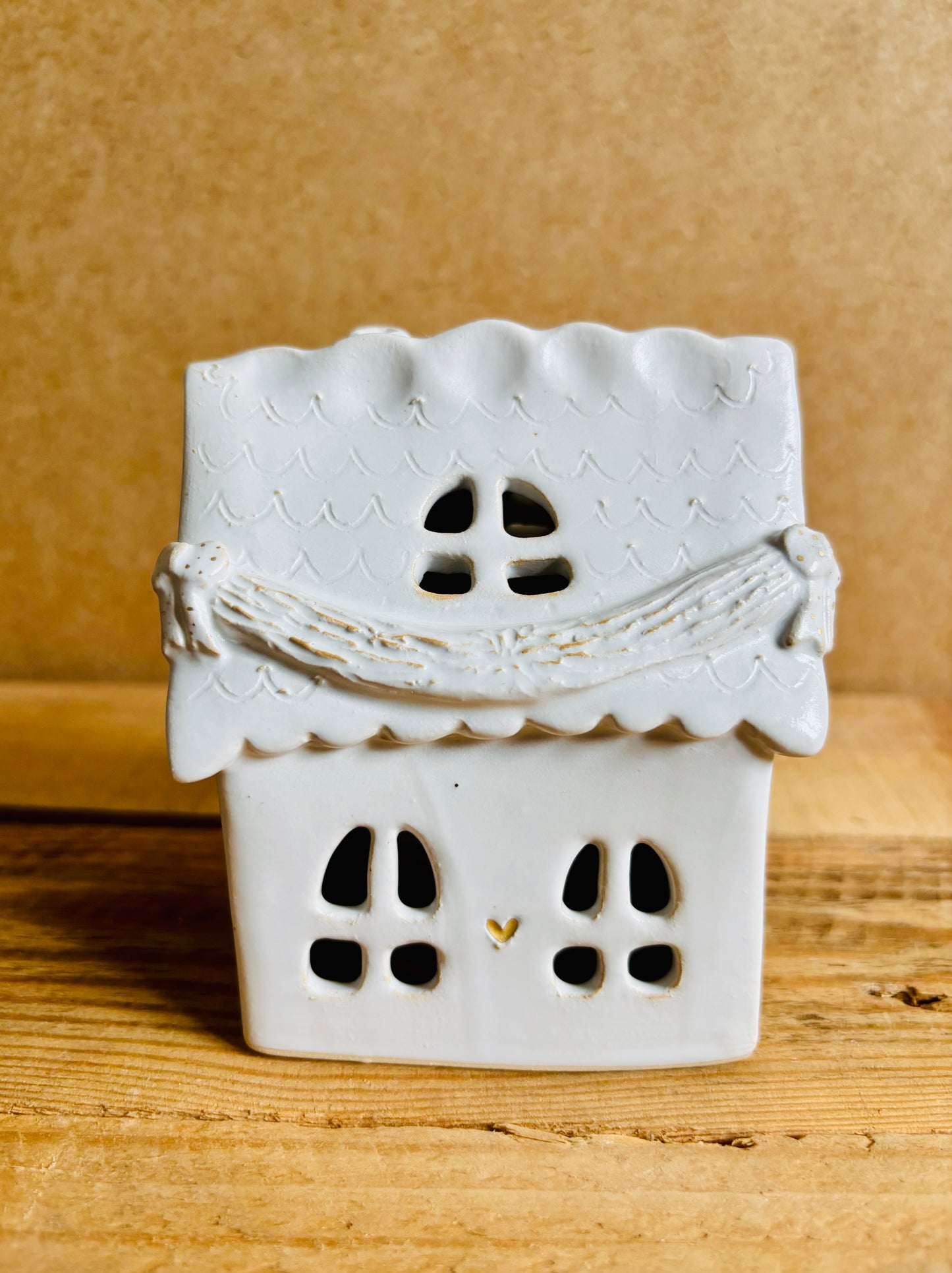 Maison de Noël - photophore blanc et or 8