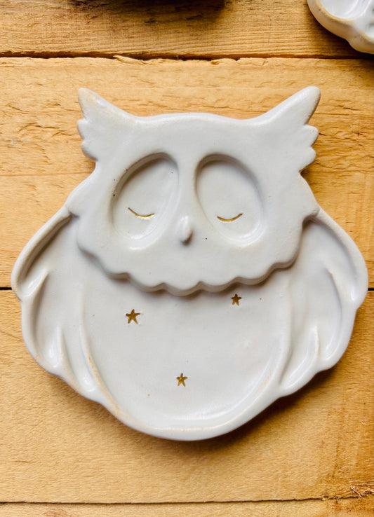 Hibou palette aquarelle blanche et or - imparfait
