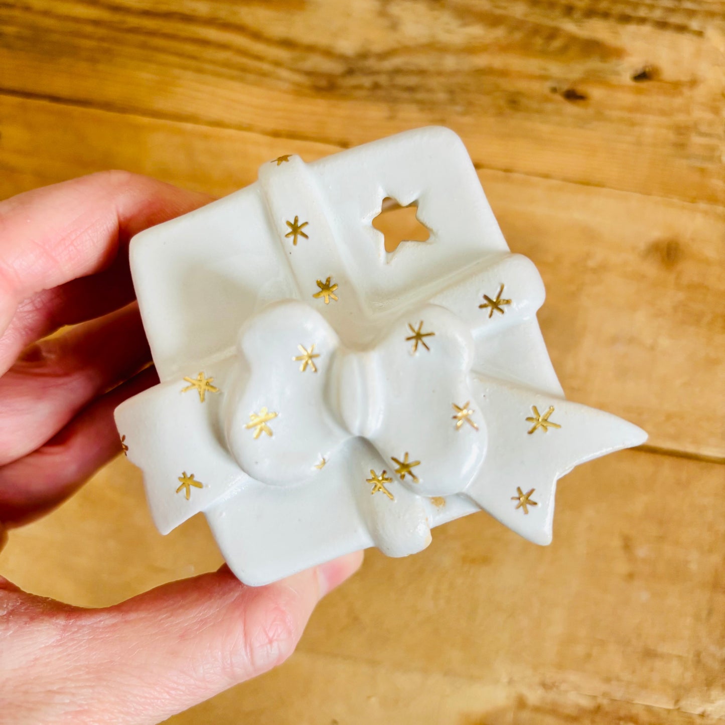 Cadeau de Noël - photophore blanc et or 2