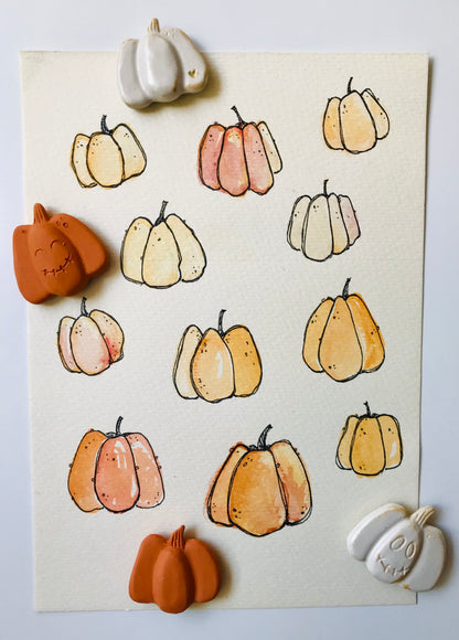 Two pumpkins - orange magnets