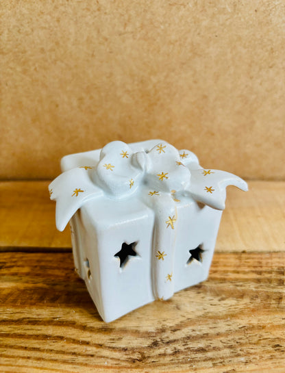 Cadeau de Noël - photophore blanc et or 2