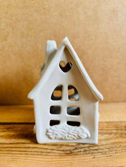 Maison de Noël - photophore blanc et or 27