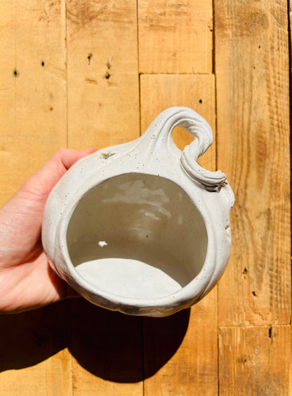 Grande citrouille - photophore blanc moucheté