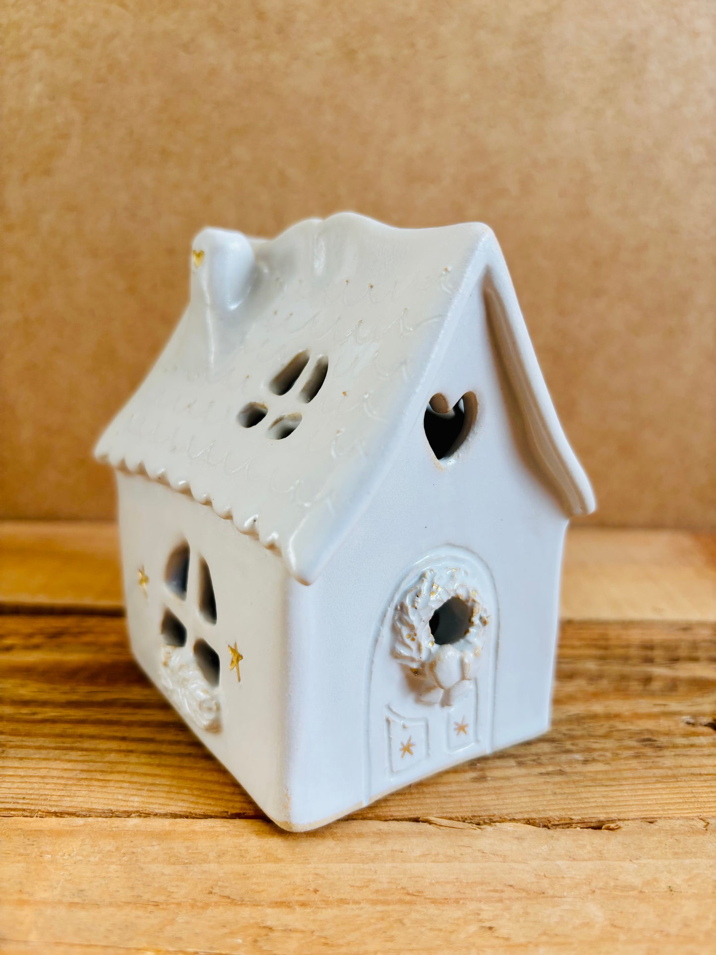 Maison de Noël - photophore blanc et or 30