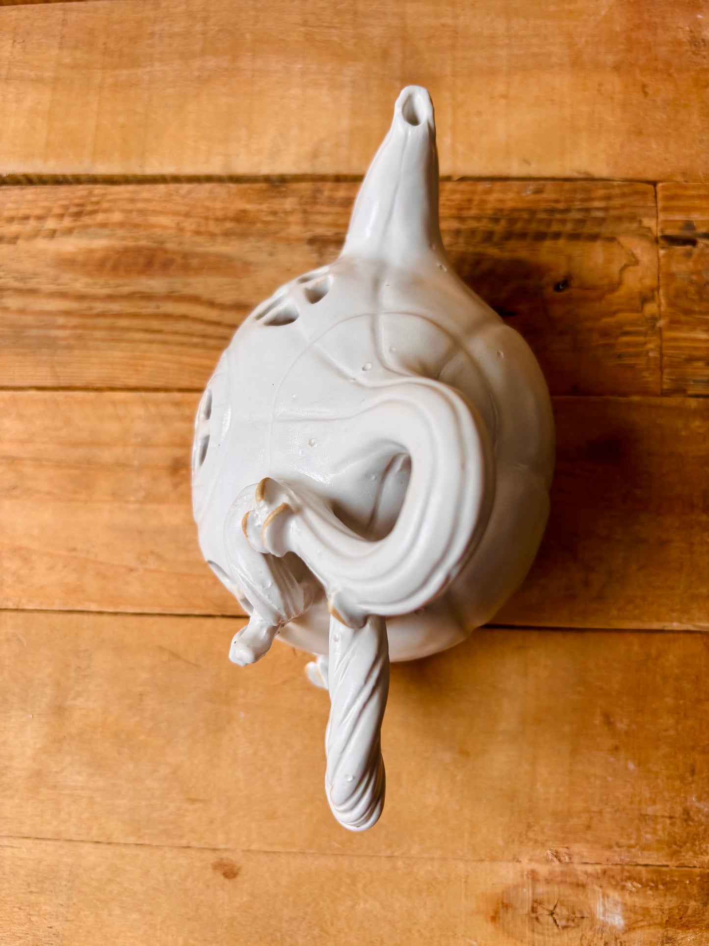 Théière citrouille - photophore blanc et or - 3