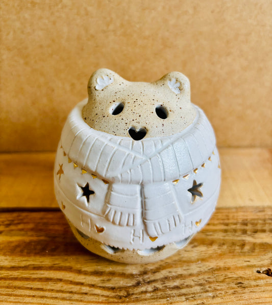 Ours polaire - photophore blanc et or 22