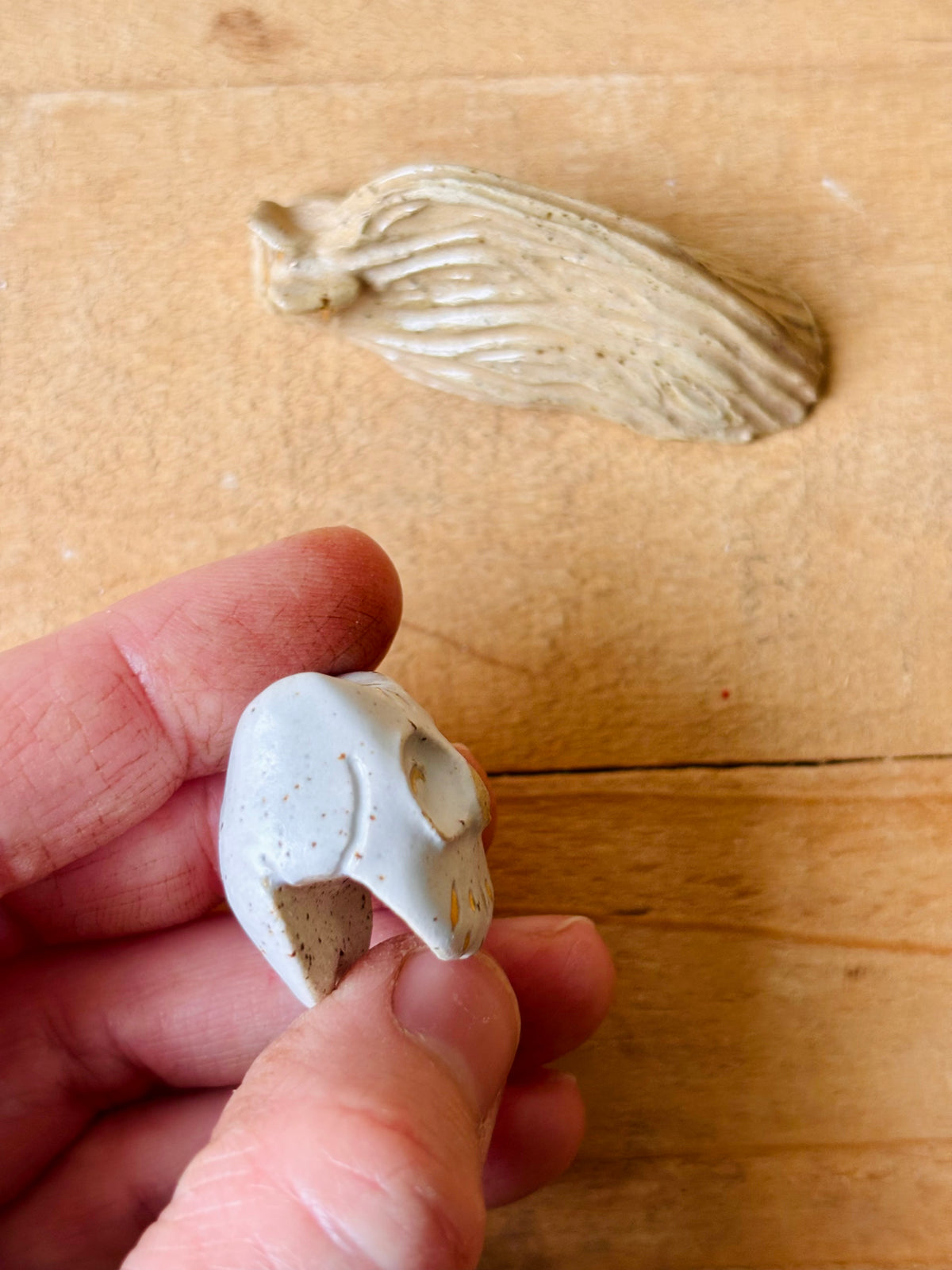 Hibou miniature blanc pyrité et or - 2