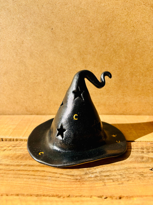 Chapeau de Sorcière  - photophore noir et doré 1