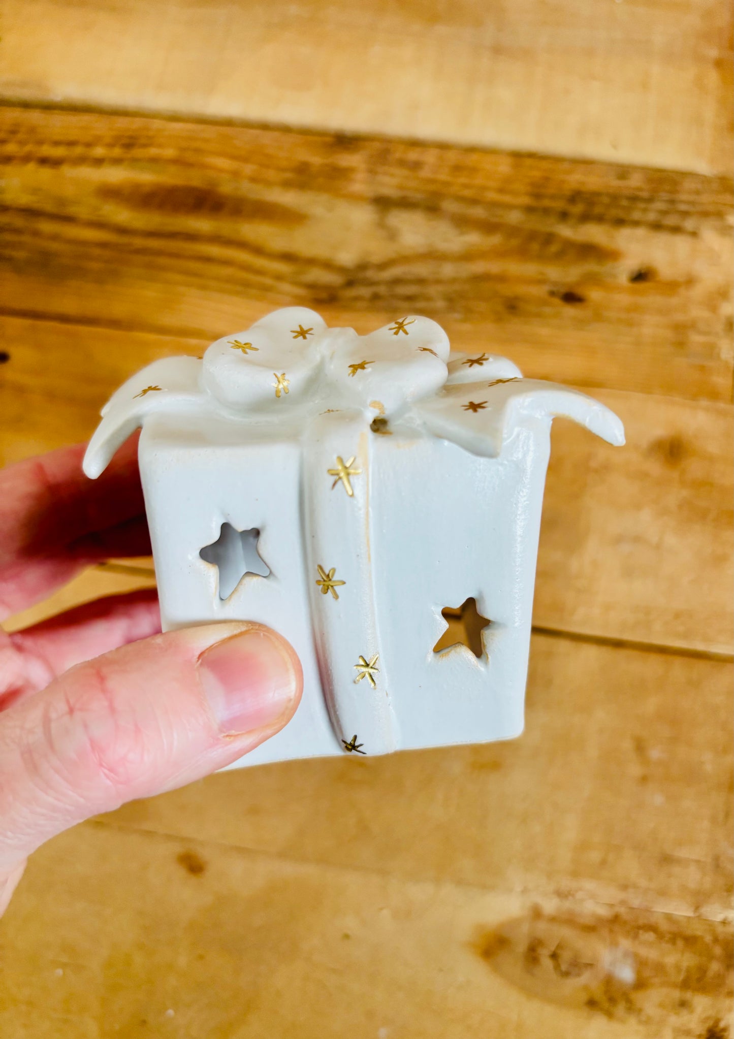 Cadeau de Noël - photophore blanc et or 2