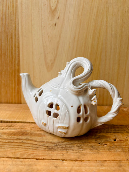 Théière citrouille - photophore blanc et or - 5 - imparfaite