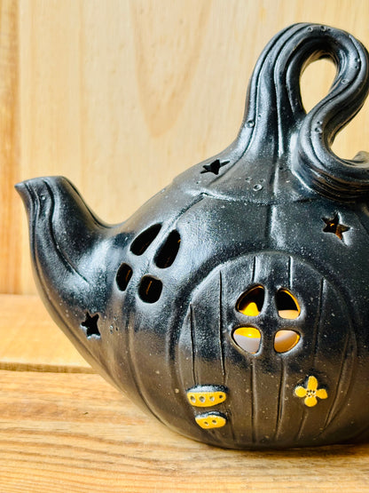 Théière citrouille - photophore noir et doré - 1