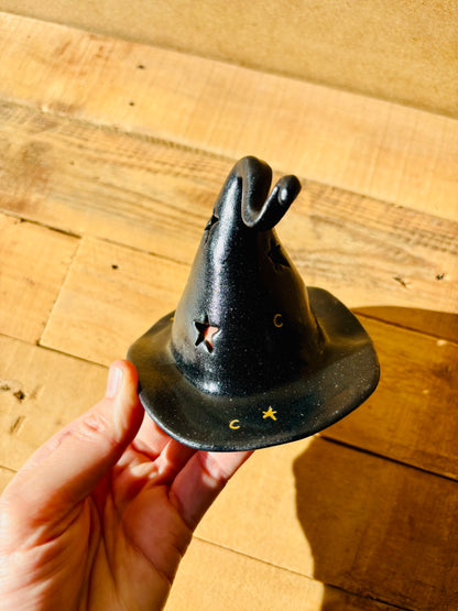 Chapeau de Sorcière  - photophore noir et doré 1