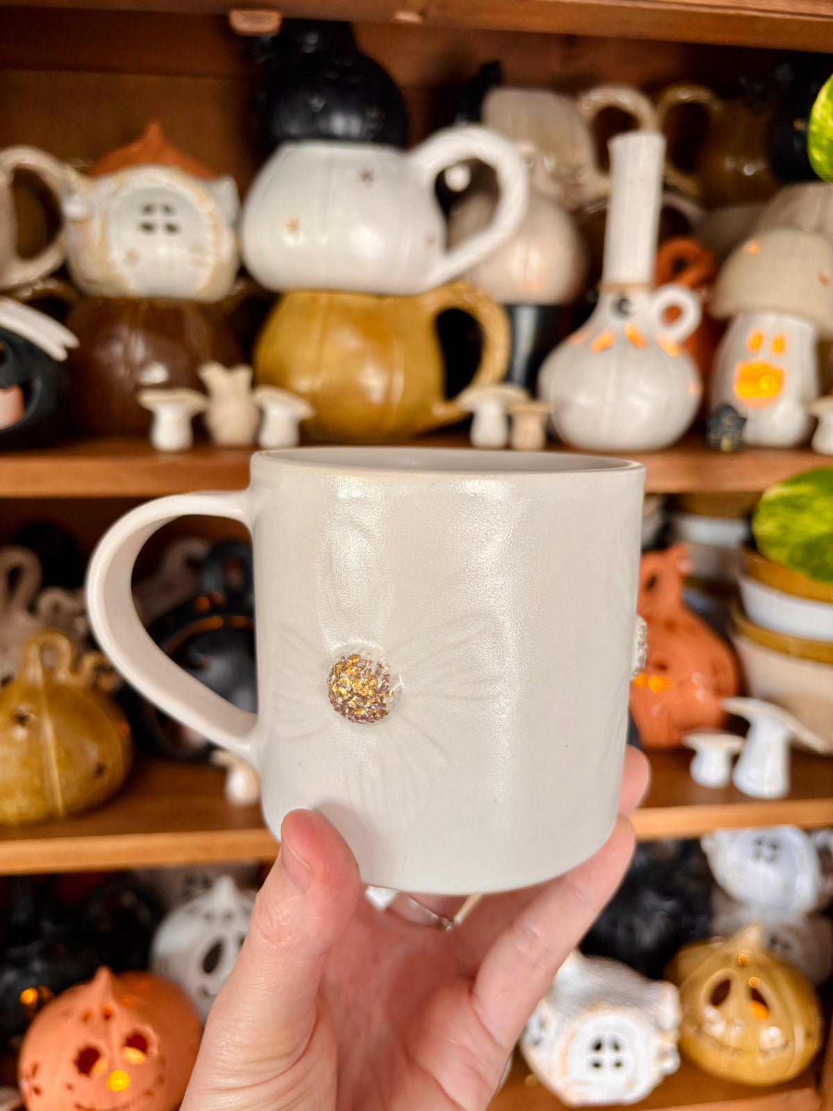 Tasse printemps - blanc et or