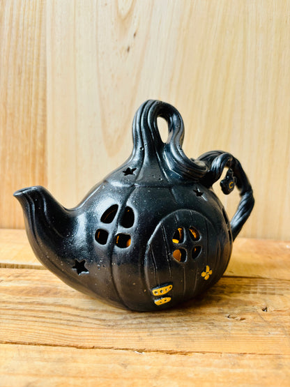 Théière citrouille - photophore noir et doré - 1