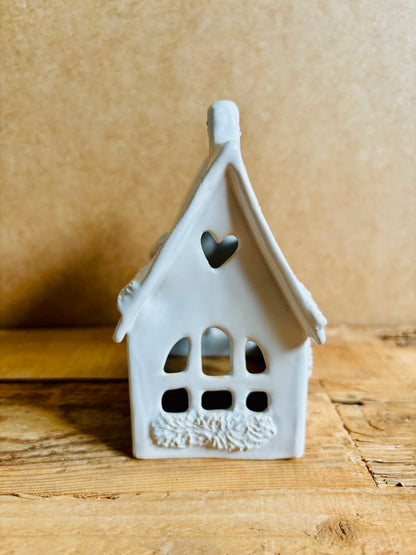 House 1 - white and gold tealight holder