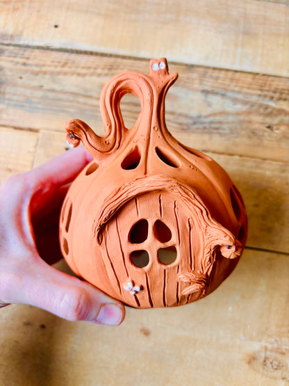 Maison citrouille - photophore orange 6