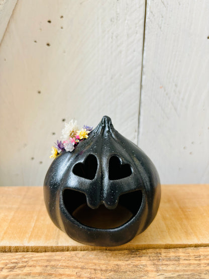 LUCY IN FLOWERS - black and gold tealight holder