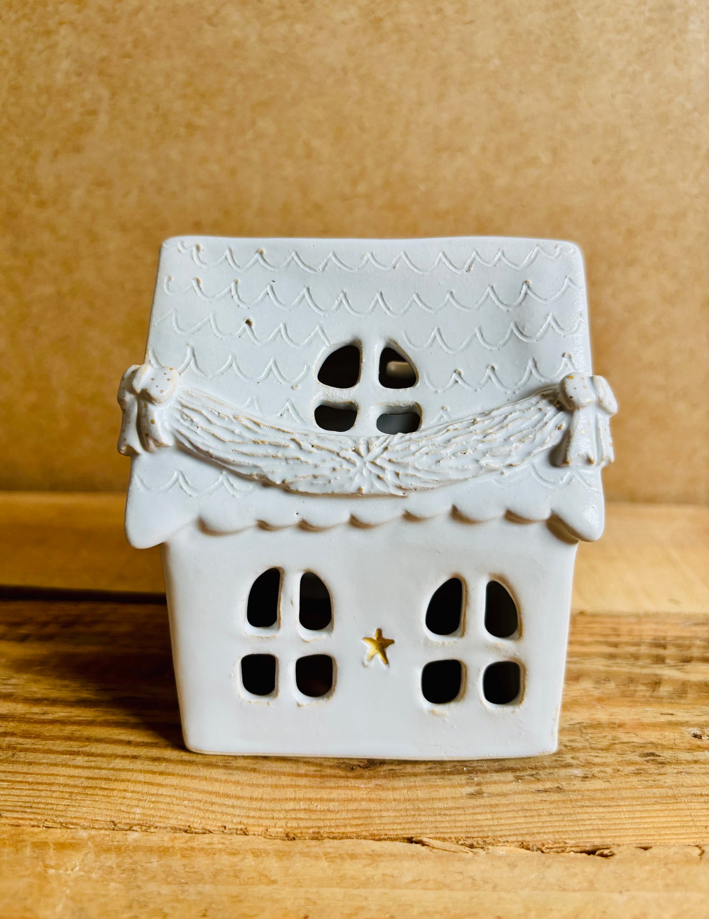 Maison de Noël - photophore blanc et or 7