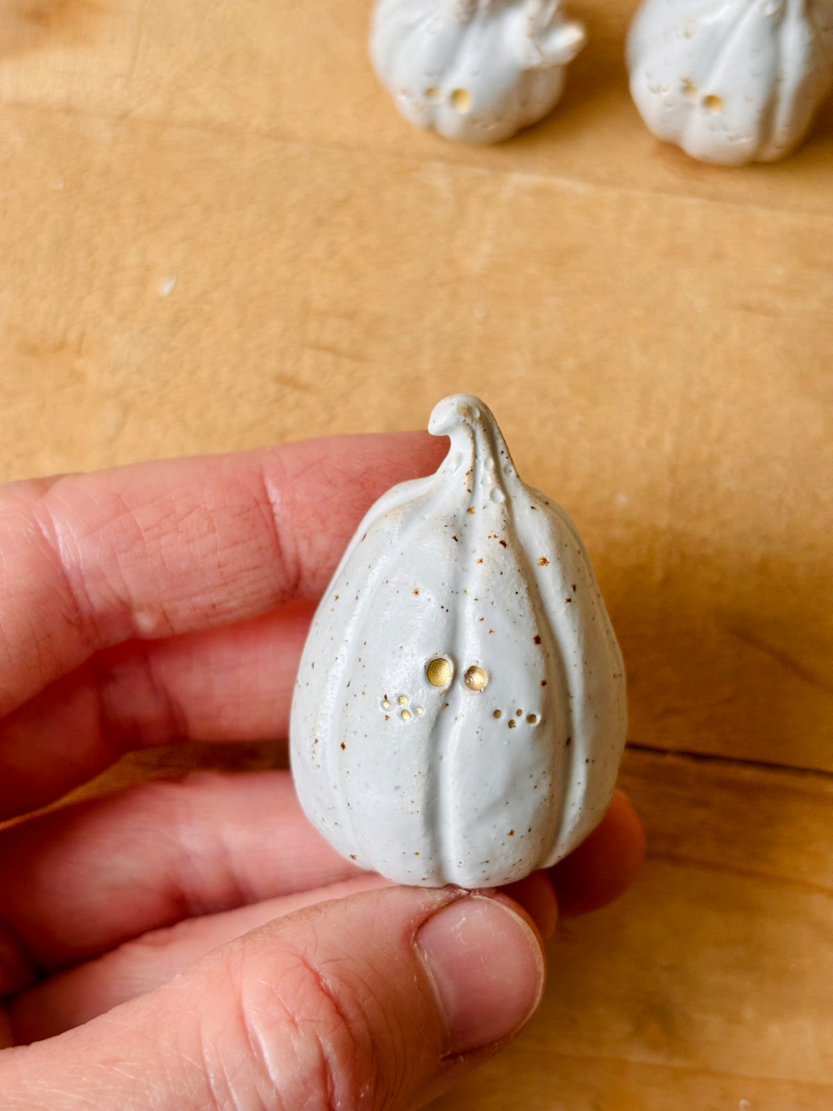 Citrouille miniature blanc pyrité et or - 4