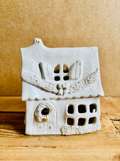 House 1 - white and gold tealight holder